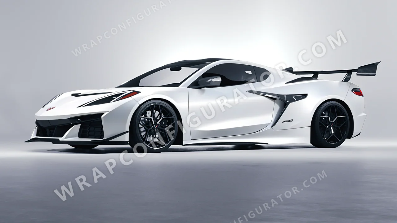 White Chevrolet Corvette ZR1 2025 wrapped in 3M Satin White Aluminum S120