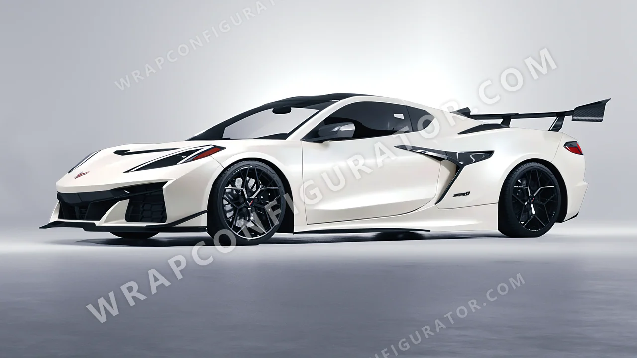 White Chevrolet Corvette ZR1 2025 wrapped in Avery Dennison Satin White Pearl SW900-117-S