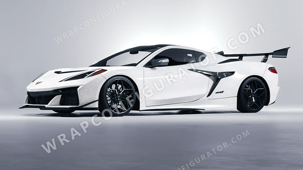 White Chevrolet Corvette ZR1 2025 wrapped in Avery Dennison White SW900-161-D