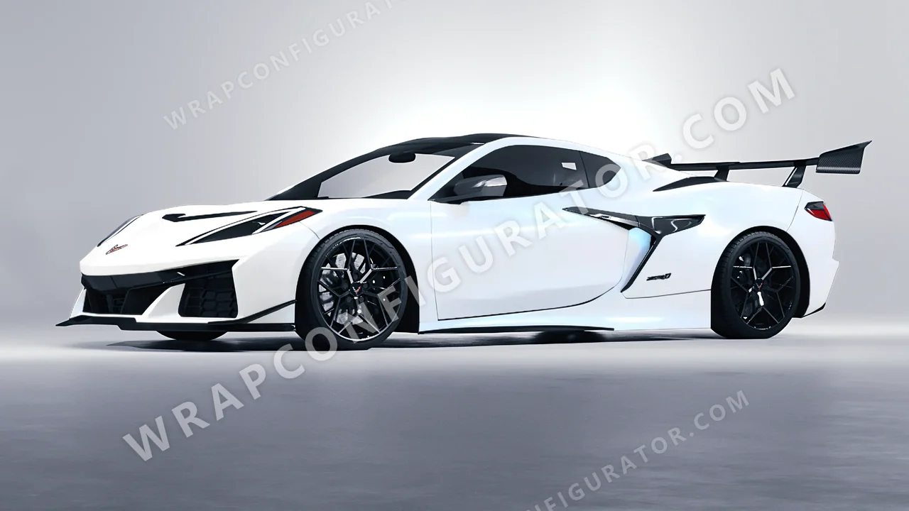 White Chevrolet Corvette ZR1 2025 wrapped in Colourshield PPF by HyperPro White/Blue SF007G-P