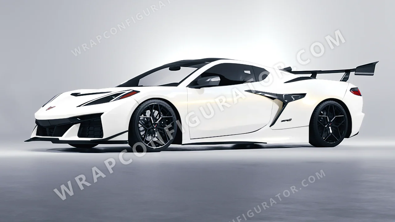 White Chevrolet Corvette ZR1 2025 wrapped in Colourshield PPF by HyperPro White/Gold SF004-P