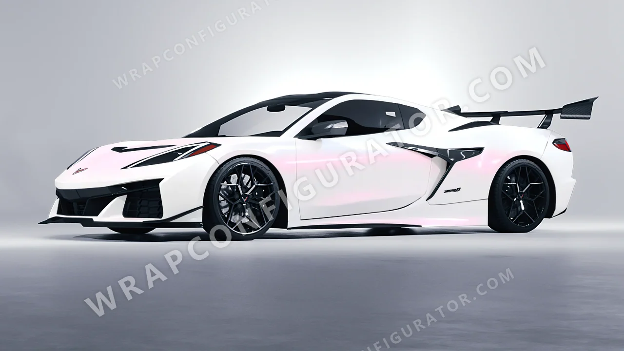 White Chevrolet Corvette ZR1 2025 wrapped in Colourshield PPF by HyperPro White/Pink SF001G-P