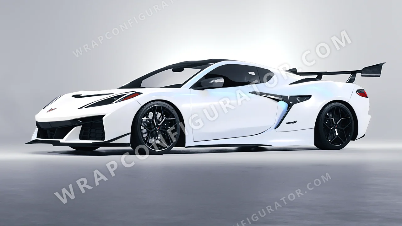 White Chevrolet Corvette ZR1 2025 wrapped in KPMF Blue White Pearlescent K75484