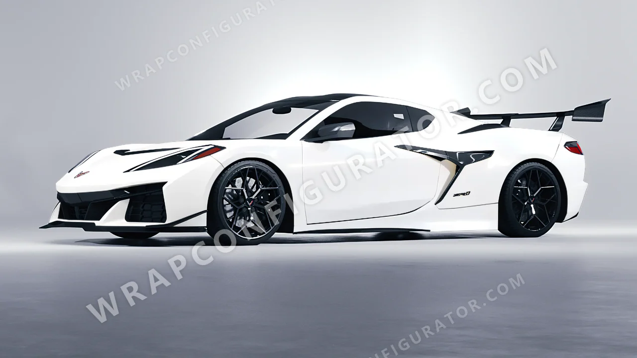 White Chevrolet Corvette ZR1 2025 wrapped in KPMF Gold White Starlight K75472