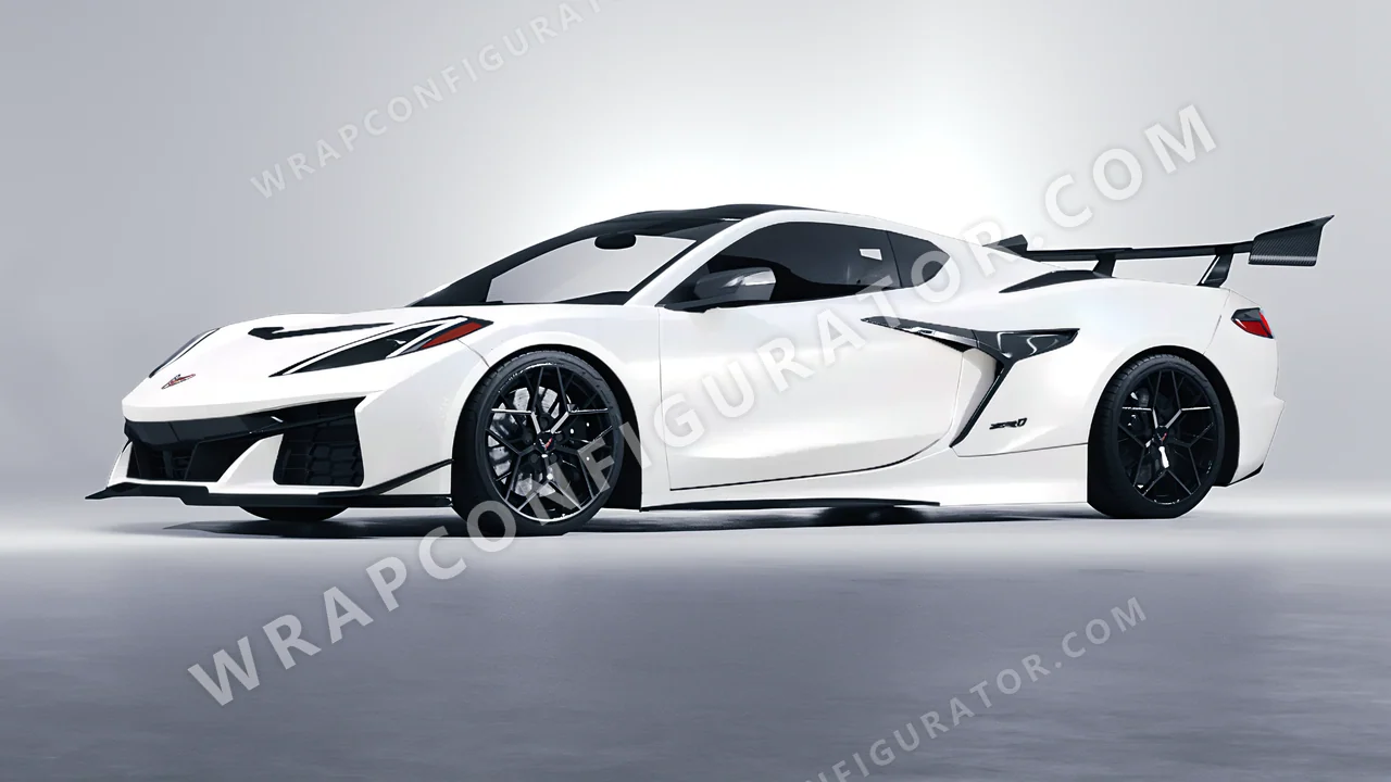 White Chevrolet Corvette ZR1 2025 wrapped in KPMF Matt Crystalline White K75540
