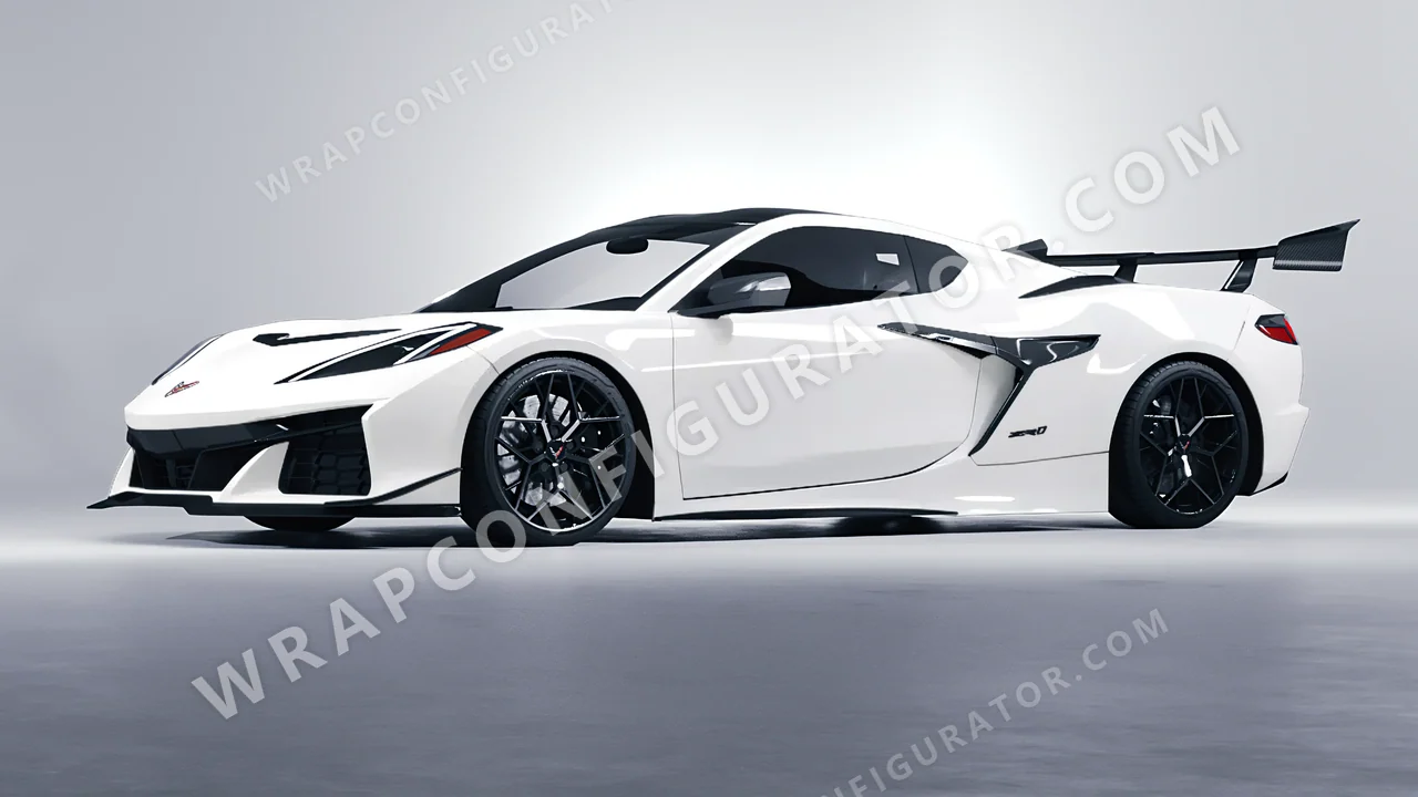 White Chevrolet Corvette ZR1 2025 wrapped in KPMF Perfect White K75444