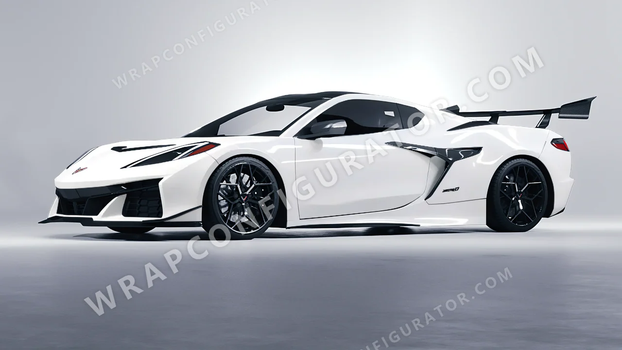 White Chevrolet Corvette ZR1 2025 wrapped in KPMF White K88011