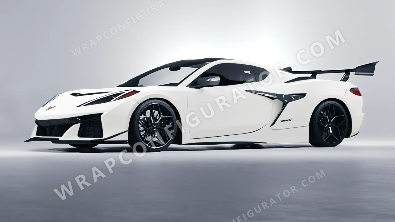 White Chevrolet Corvette ZR1 2025 wrapped in KPMF White Matt K89011