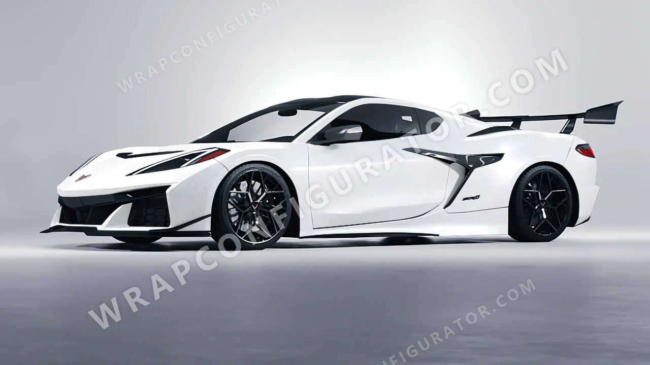 White Chevrolet Corvette ZR1 2025 wrapped in ORACAL Crystal White 970RA-945G