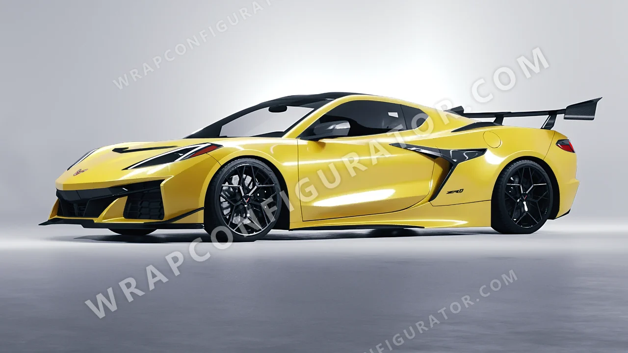 Yellow Chevrolet Corvette ZR1 2025 wrapped in 3M Gloss Lemon Sting G335