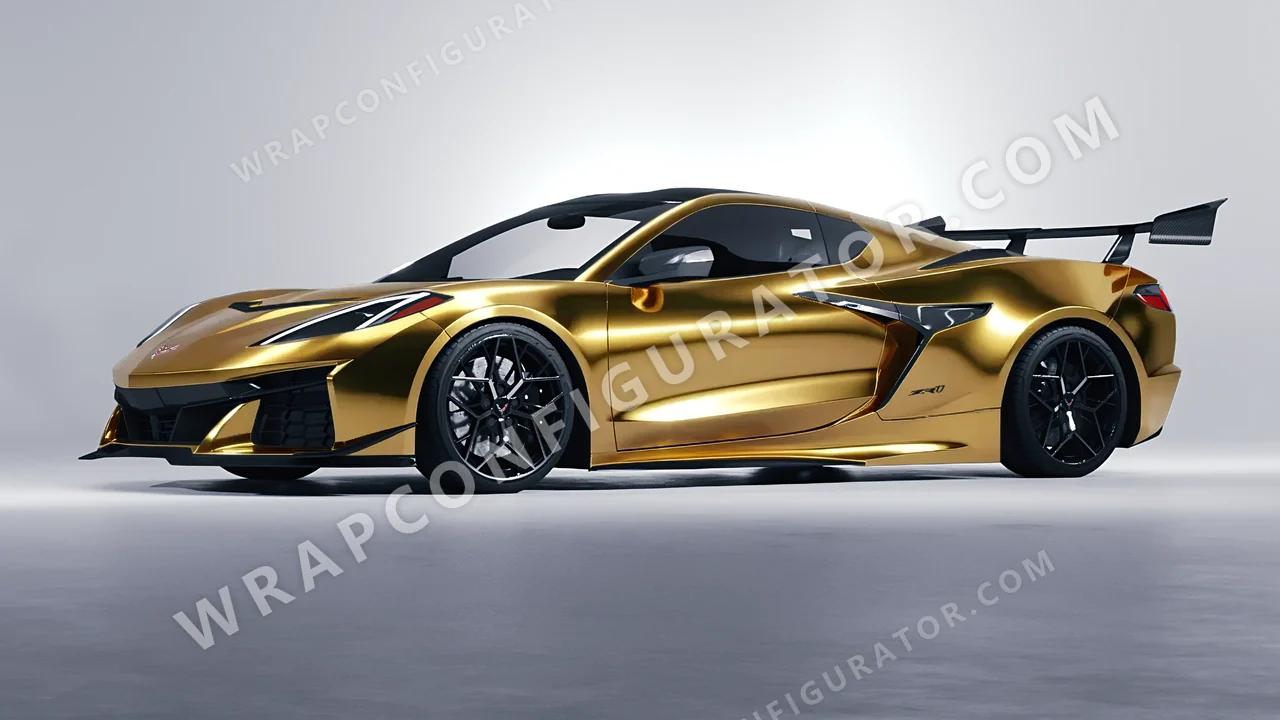 Yellow Chevrolet Corvette ZR1 2025 wrapped in Avery Dennison Gold SF100-604-S
