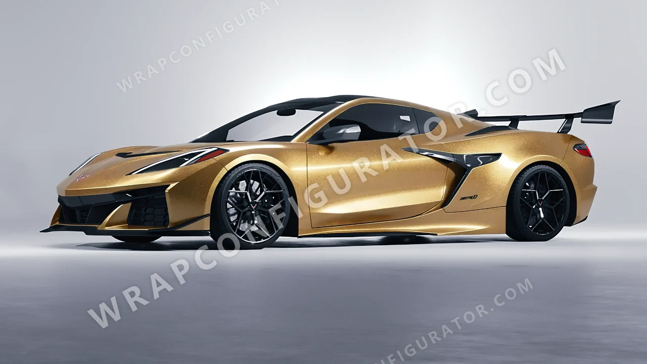 Yellow Chevrolet Corvette ZR1 2025 wrapped in Avery Dennison Gold SW900-215-M