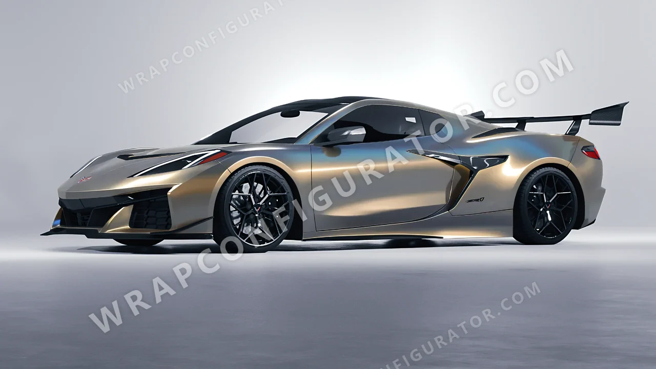 Yellow Chevrolet Corvette ZR1 2025 wrapped in Colourshield PPF by HyperPro Blue/Gold CGM17-P