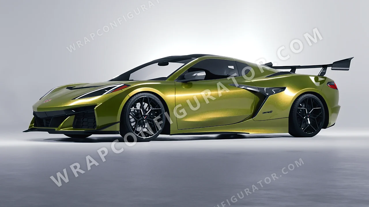 Yellow Chevrolet Corvette ZR1 2025 wrapped in KPMF Solar Flash K75409