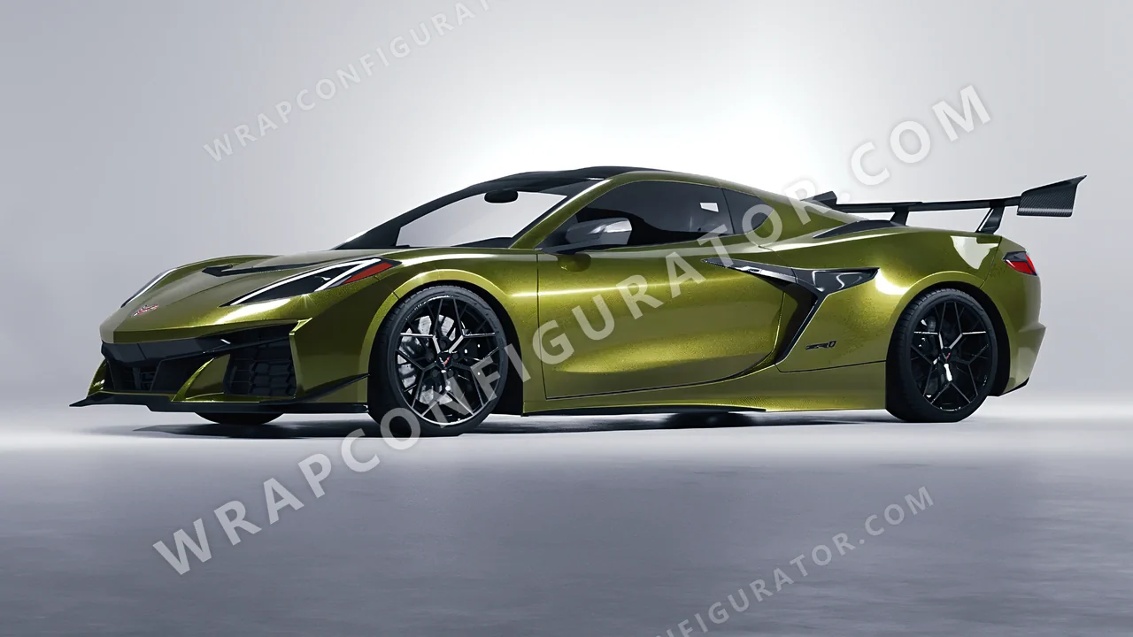 Yellow Chevrolet Corvette ZR1 2025 wrapped in KPMF Verde Solaris K75439