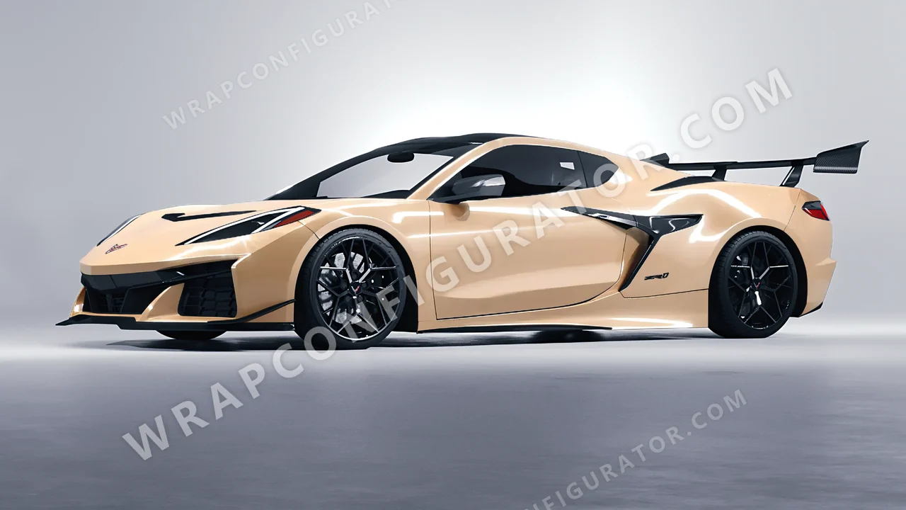 Yellow Chevrolet Corvette ZR1 2025 wrapped in ORACAL Champagne Myst 970RA-996G