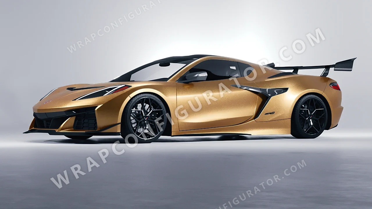 Yellow Chevrolet Corvette ZR1 2025 wrapped in ORACAL Gold 970RA-091M