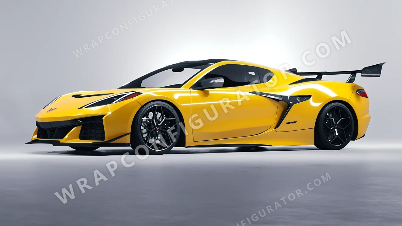 Yellow Chevrolet Corvette ZR1 2025 wrapped in ORACAL Post Office Yellow 970RA-208G