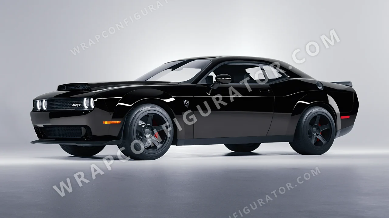 Black Dodge Challenger SRT 2023 wrapped in 3M Black HG212