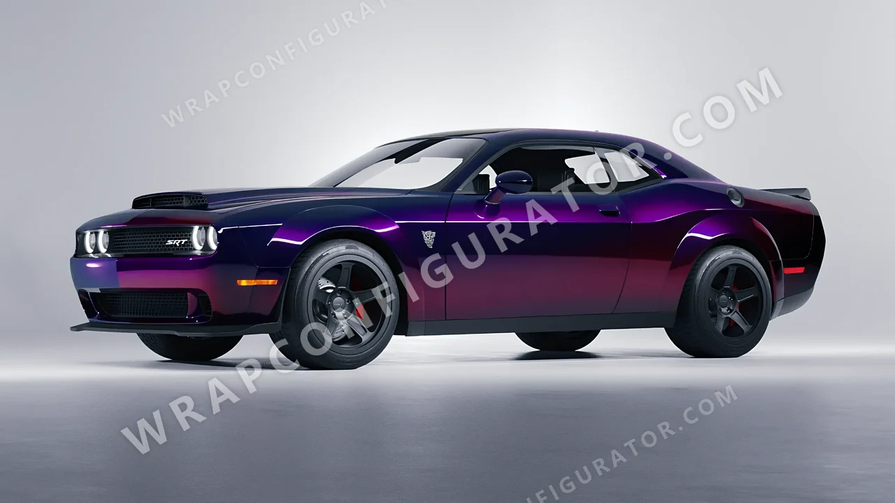 Black Dodge Challenger SRT 2023 wrapped in 3M Gloss Wicked GP298