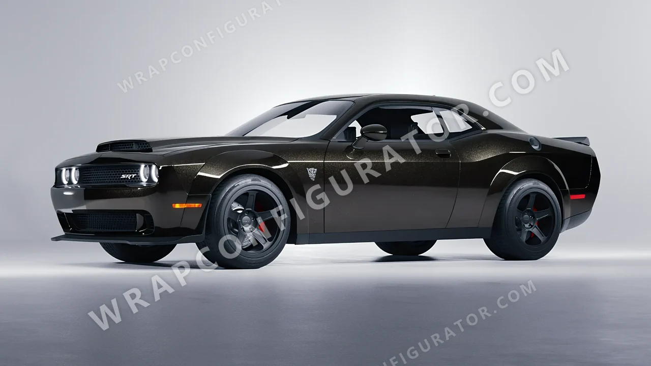 Black Dodge Challenger SRT 2023 wrapped in Avery Dennison Black SW900-192-M