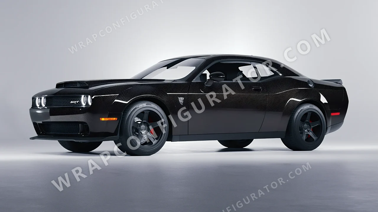 Black Dodge Challenger SRT 2023 wrapped in Colourshield PPF by HyperPro Black 6D01B-P
