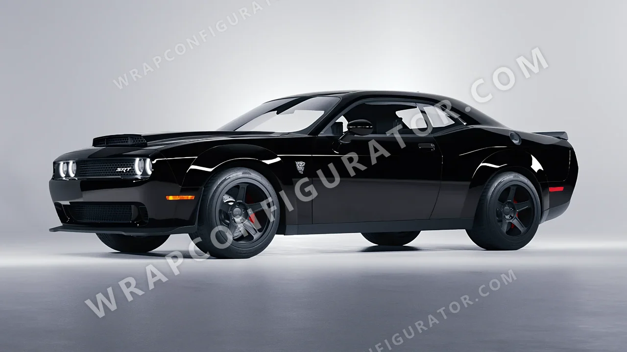 Black Dodge Challenger SRT 2023 wrapped in Colourshield PPF by HyperPro Black HGF01-P