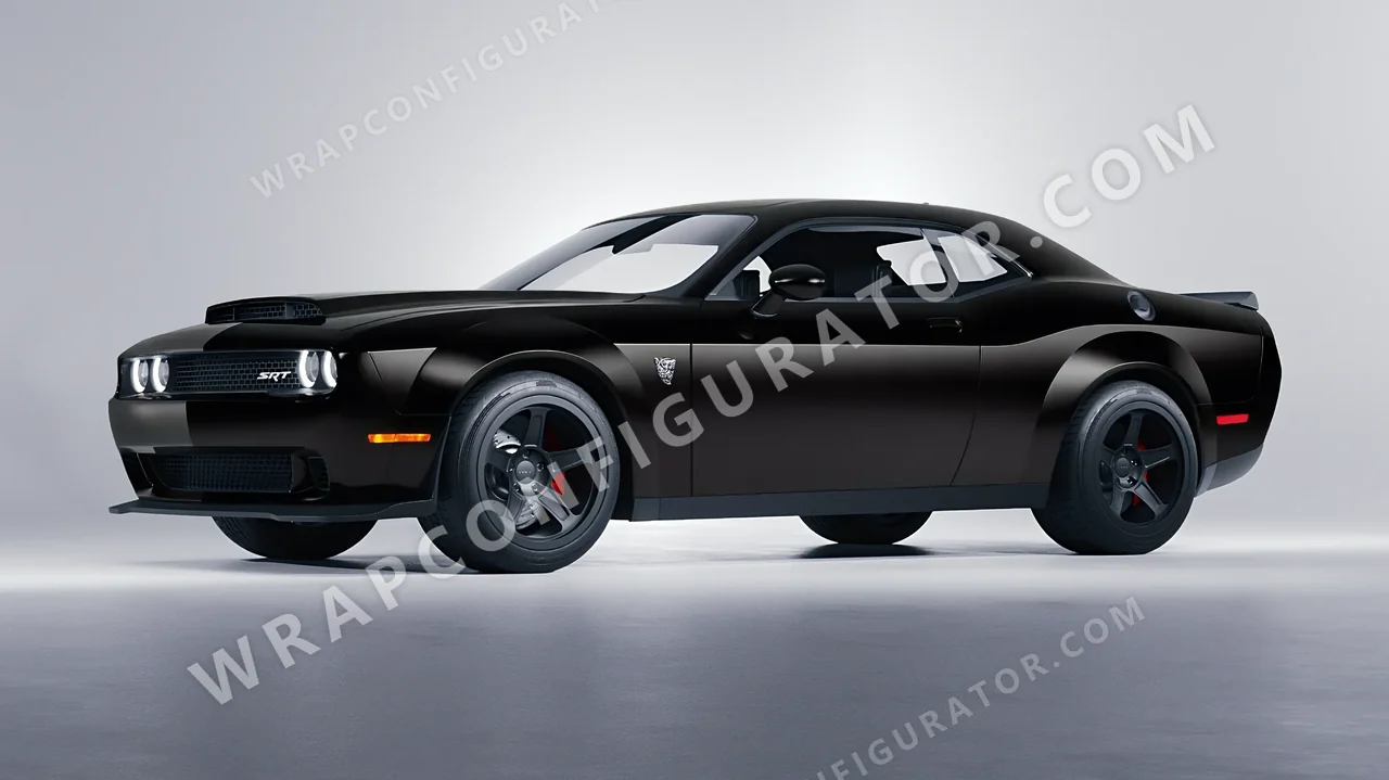 Black Dodge Challenger SRT 2023 wrapped in Colourshield PPF by HyperPro Black SMF07-P