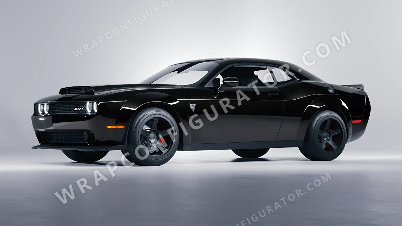 Black Dodge Challenger SRT 2023 wrapped in Inozetek Dynamic PPF Perfect Black DPPF908