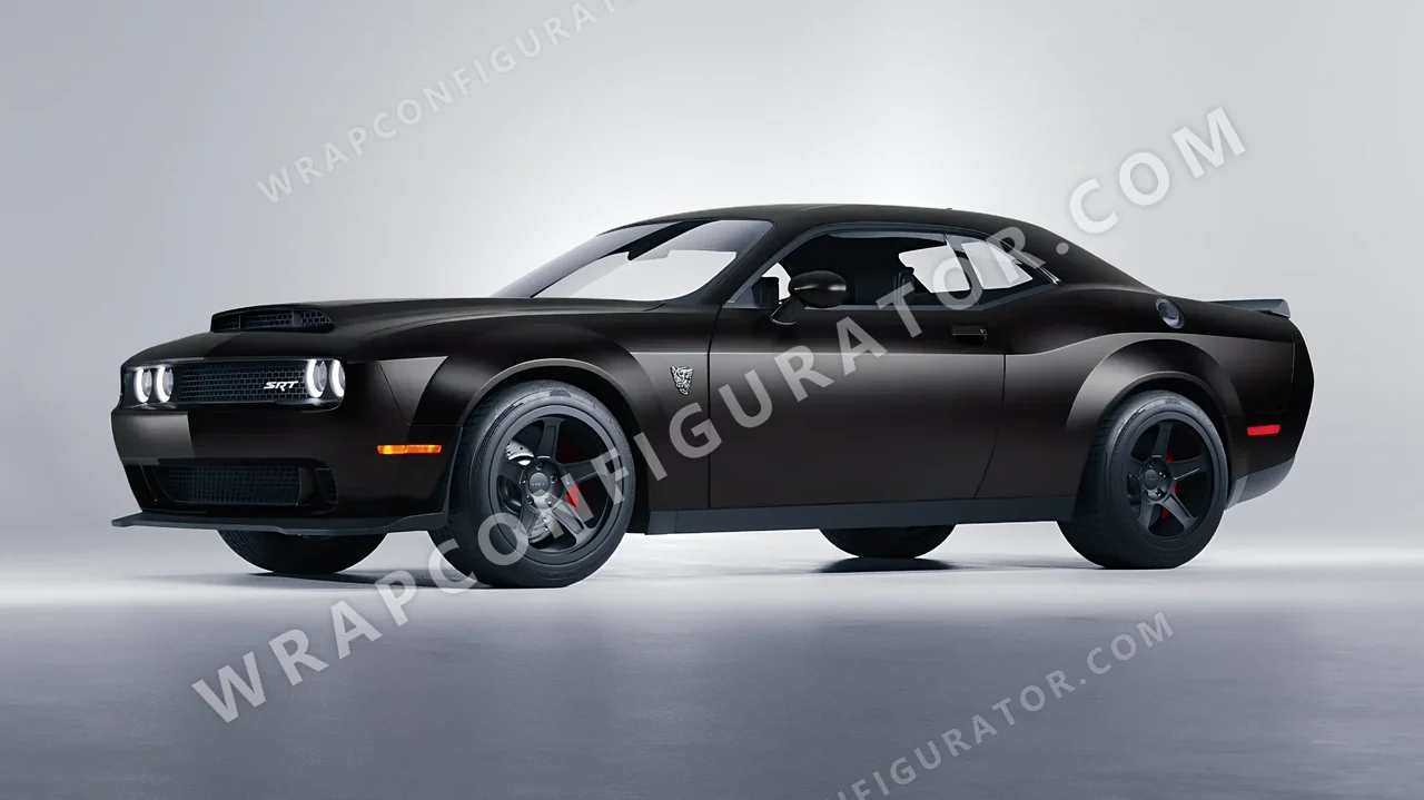 Black Dodge Challenger SRT 2023 wrapped in KPMF Matt Perfect Black K75547