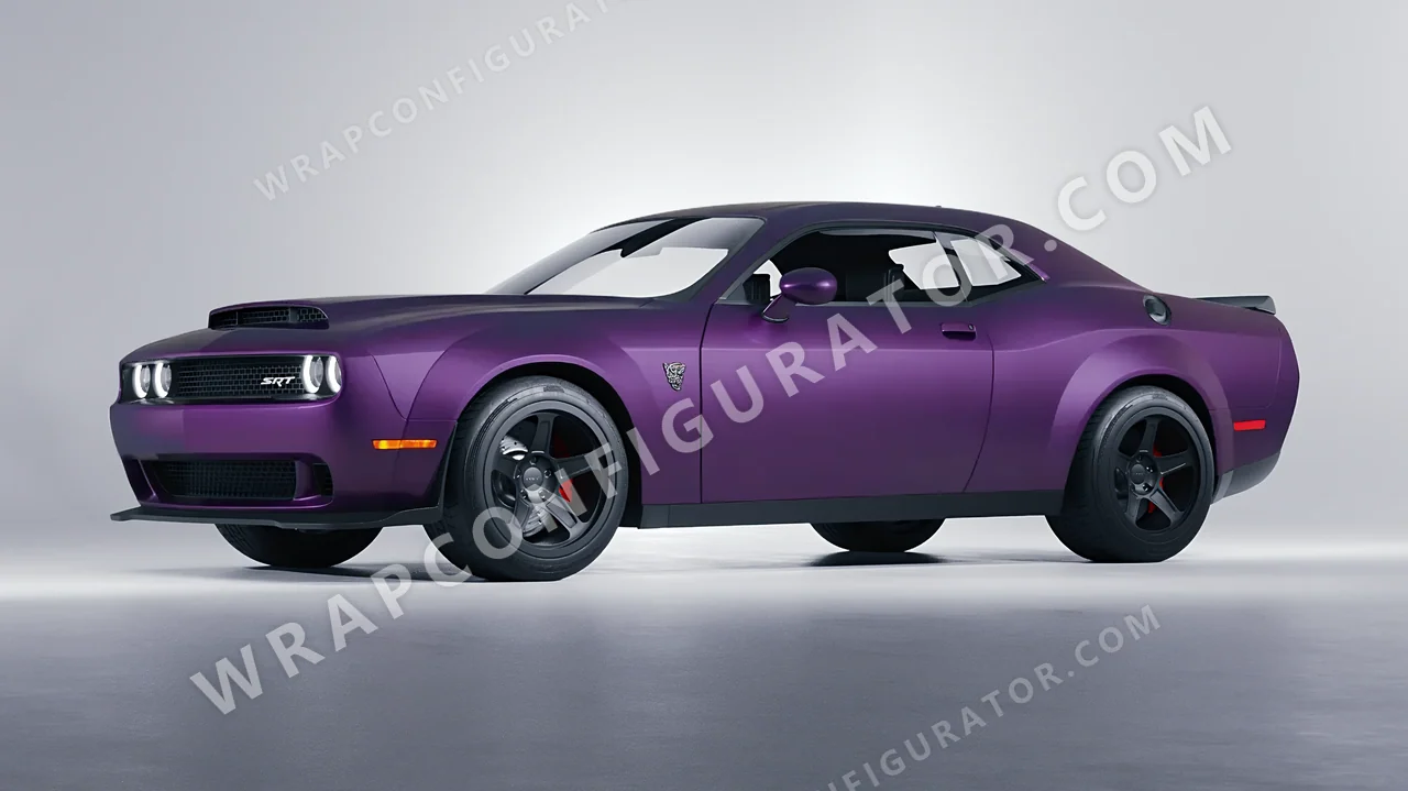 Black Dodge Challenger SRT 2023 wrapped in KPMF Matt Purple Black Iridescent K75565