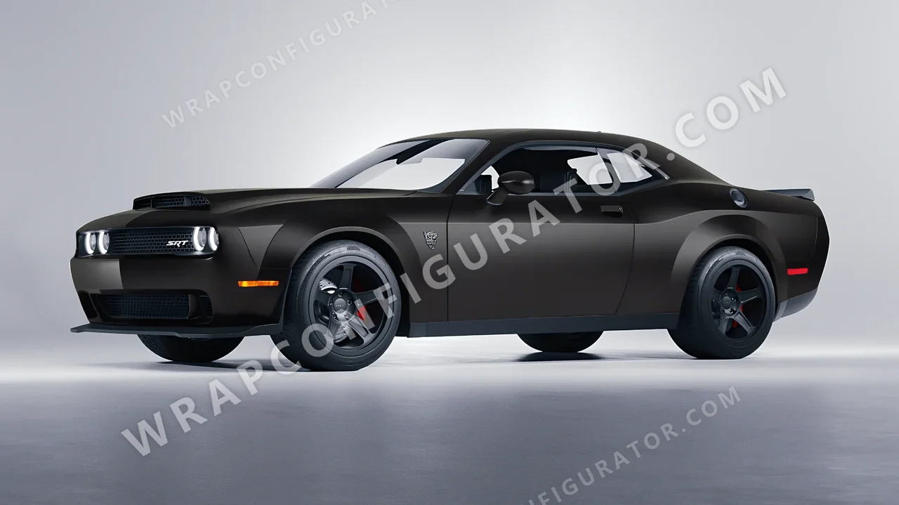 Black Dodge Challenger SRT 2023 wrapped in ORACAL Black 970RA-070M