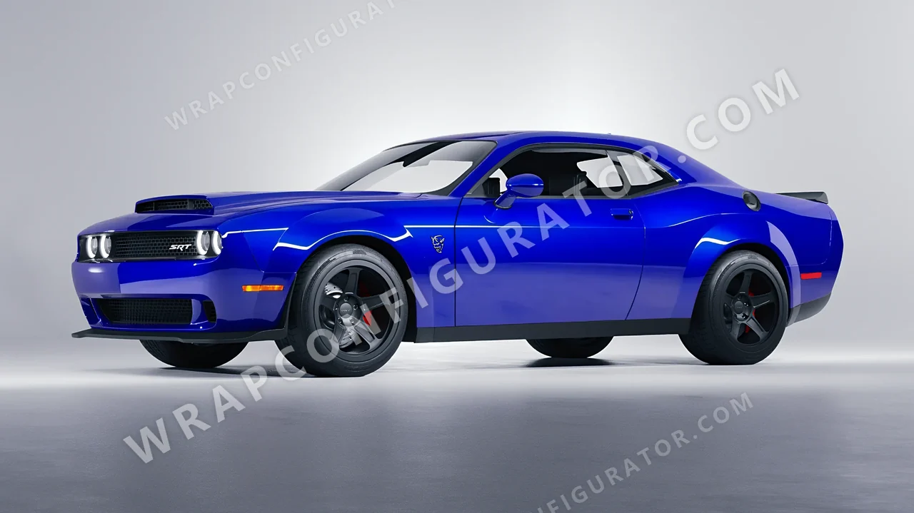 Blue Dodge Challenger SRT 2023 wrapped in 3M Blue Raspberry HG378