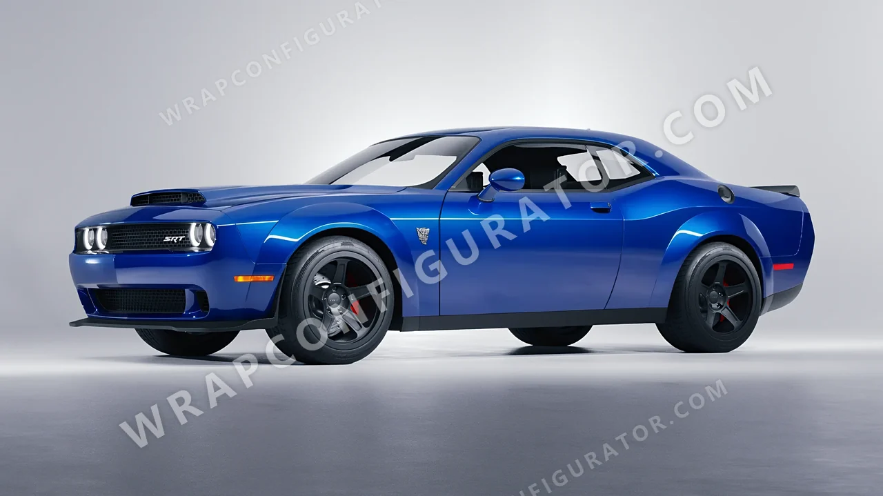 Blue Dodge Challenger SRT 2023 wrapped in 3M Gloss Blue Metallic G227