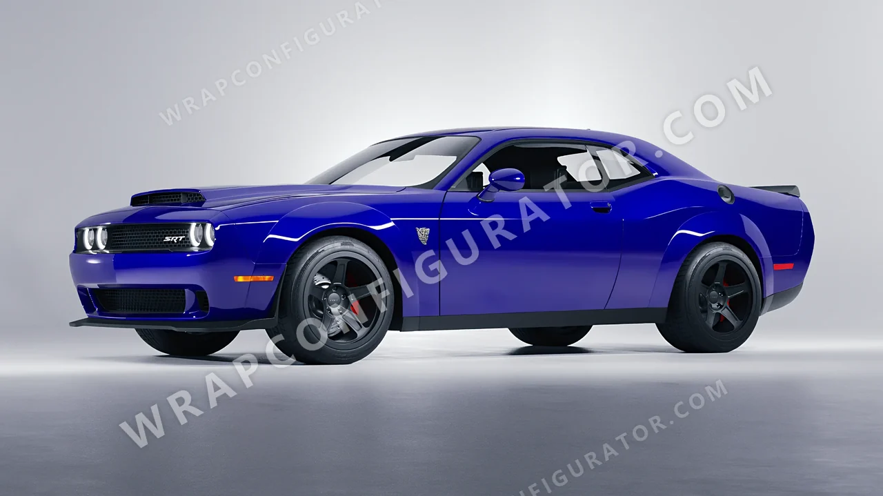 Blue Dodge Challenger SRT 2023 wrapped in 3M Gloss Blue Raspberry G378