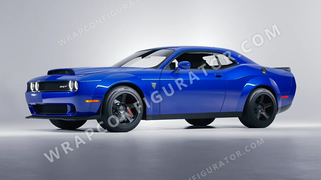 Blue Dodge Challenger SRT 2023 wrapped in 3M Gloss Intense Blue G47