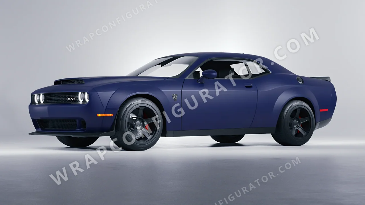 Blue Dodge Challenger SRT 2023 wrapped in 3M Matte Indigo M27