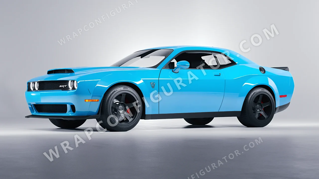 Blue Dodge Challenger SRT 2023 wrapped in 3M Sky Blue HG77