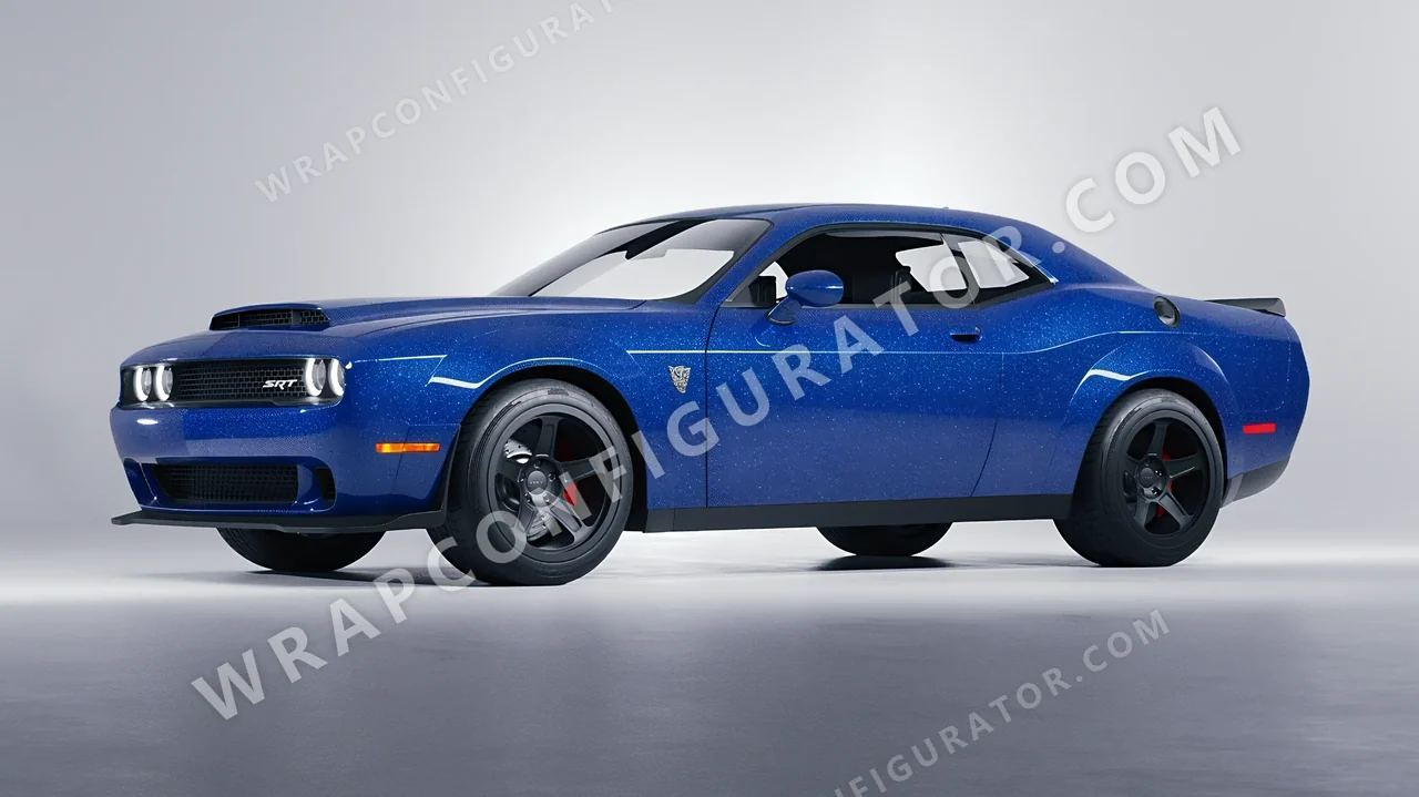 Blue Dodge Challenger SRT 2023 wrapped in Avery Dennison Blue SW900-676-D