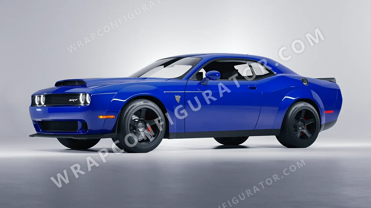 Blue Dodge Challenger SRT 2023 wrapped in Avery Dennison Blue SW900-677-O