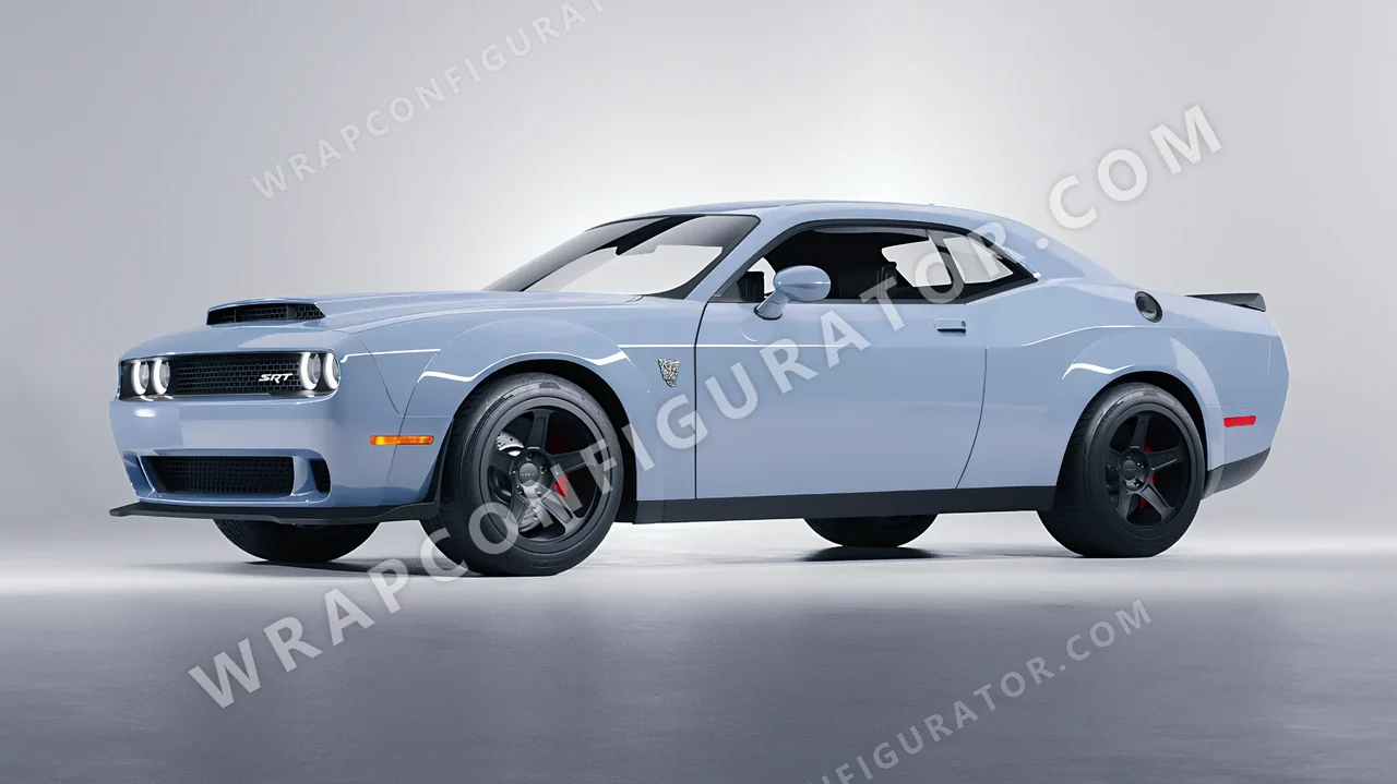 Blue Dodge Challenger SRT 2023 wrapped in Avery Dennison Cloudy Blue SW900-656-O