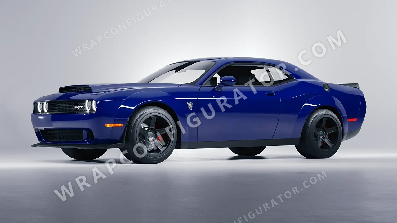 Blue Dodge Challenger SRT 2023 wrapped in Avery Dennison Dark Blue SW900-681-O