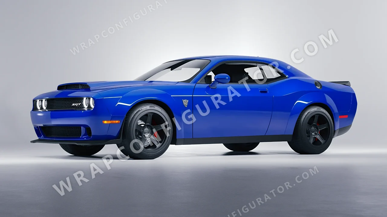Blue Dodge Challenger SRT 2023 wrapped in Avery Dennison Intense Blue SW900-667-O