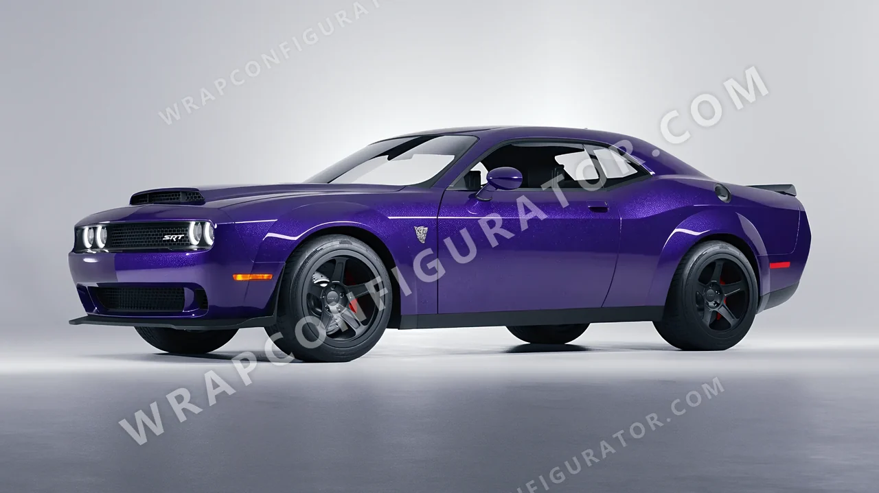 Blue Dodge Challenger SRT 2023 wrapped in Avery Dennison Mysterious Indigo SW900-700-M