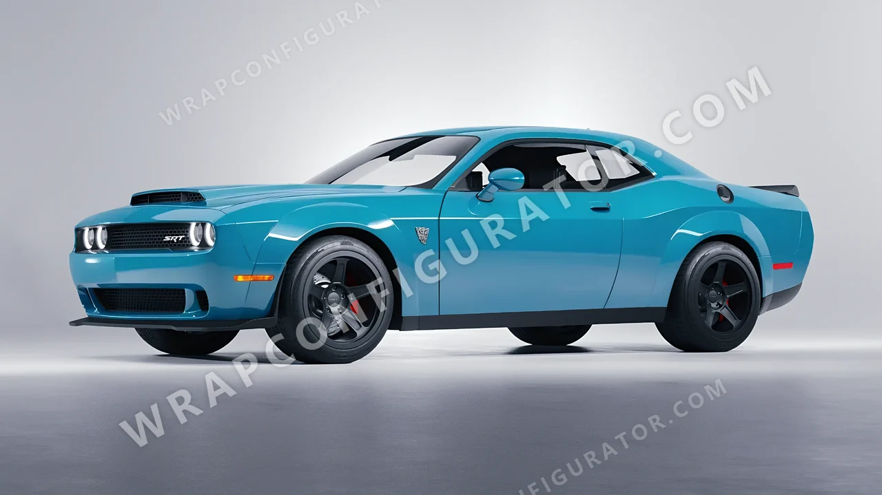 Blue Dodge Challenger SRT 2023 wrapped in Avery Dennison Park Avenue Blue SW900-703-O