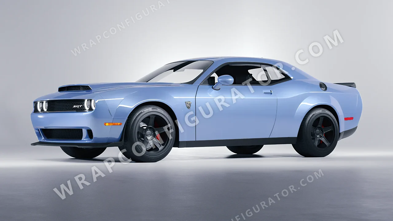 Blue Dodge Challenger SRT 2023 wrapped in Colourshield PPF by HyperPro Baby Blue HGM67-P