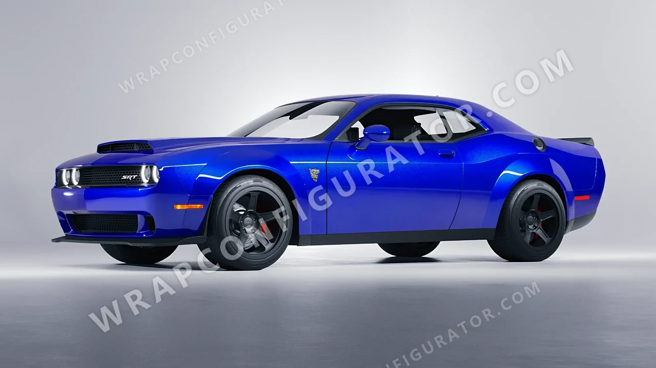 Blue Dodge Challenger SRT 2023 wrapped in Colourshield PPF by HyperPro Bright Blue HGM60-P