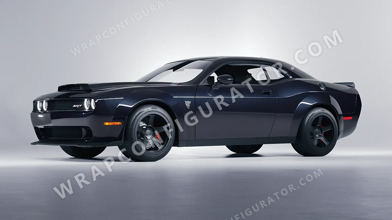 Blue Dodge Challenger SRT 2023 wrapped in Colourshield PPF by HyperPro Gray/Blue GAF25-P