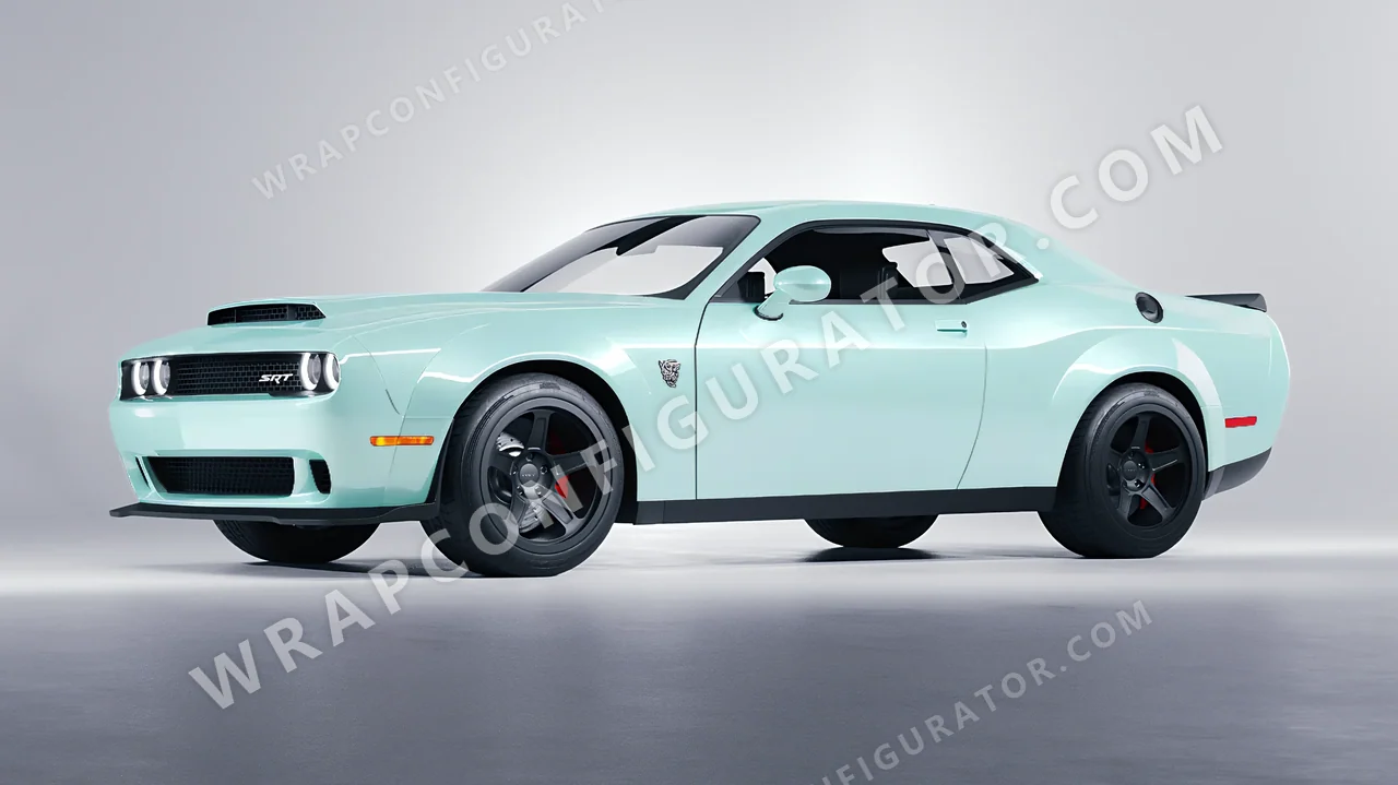 Blue Dodge Challenger SRT 2023 wrapped in Colourshield PPF by HyperPro Ice Blue GAF49-P