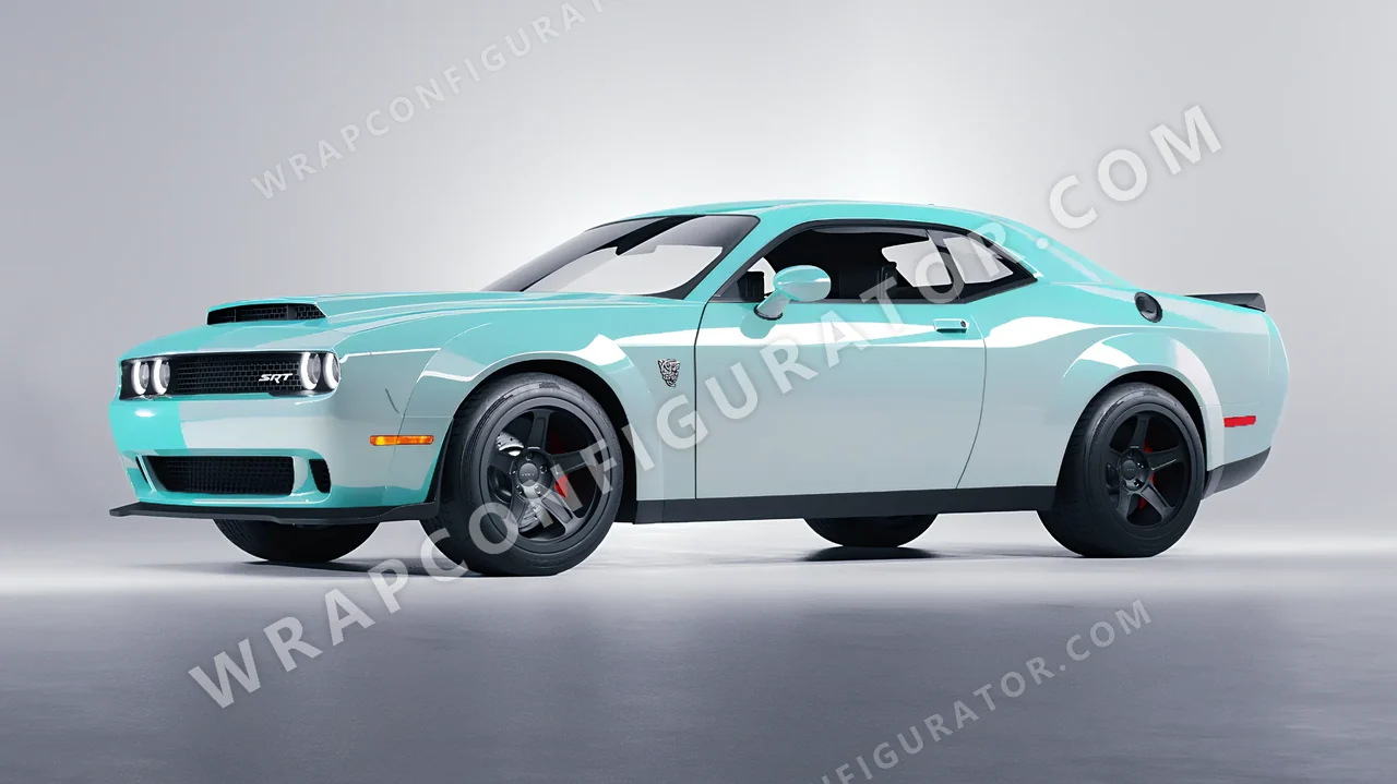 Blue Dodge Challenger SRT 2023 wrapped in Colourshield PPF by HyperPro Light Blue HGF69-P